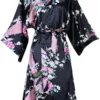 Zijde Satijn Bruiloft Bruid Bruidsmeisje Gewaad Bloemen Badjas Korte Kimono Robe Nacht Gewaad Badjas Mode Kamerjas Voor Vrouwen