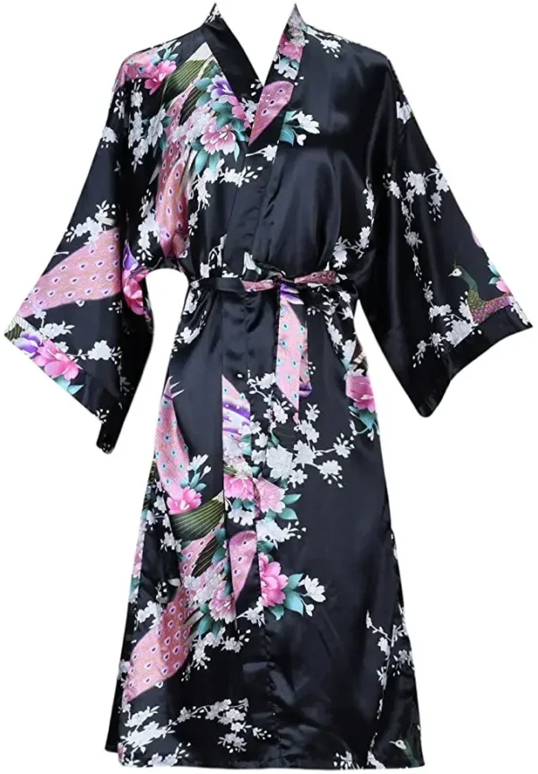 Zijde Satijn Bruiloft Bruid Bruidsmeisje Gewaad Bloemen Badjas Korte Kimono Robe Nacht Gewaad Badjas Mode Kamerjas Voor Vrouwen