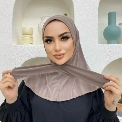 kf-S81fe958920d04bc4ab87d8715ada13d0c New Instant Jersey Hijab Undercap Hijabs for Woman Muslim Women Hijab Cap Full Cover Snap Fastener Head Wraps Scarf Islam Turban