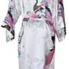 Zijde Satijn Bruiloft Bruid Bruidsmeisje Gewaad Bloemen Badjas Korte Kimono Robe Nacht Gewaad Badjas Mode Kamerjas Voor Vrouwen