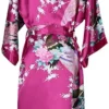Zijde Satijn Bruiloft Bruid Bruidsmeisje Gewaad Bloemen Badjas Korte Kimono Robe Nacht Gewaad Badjas Mode Kamerjas Voor Vrouwen