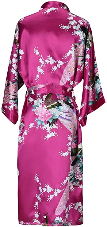 Zijde Satijn Bruiloft Bruid Bruidsmeisje Gewaad Bloemen Badjas Korte Kimono Robe Nacht Gewaad Badjas Mode Kamerjas Voor Vrouwen